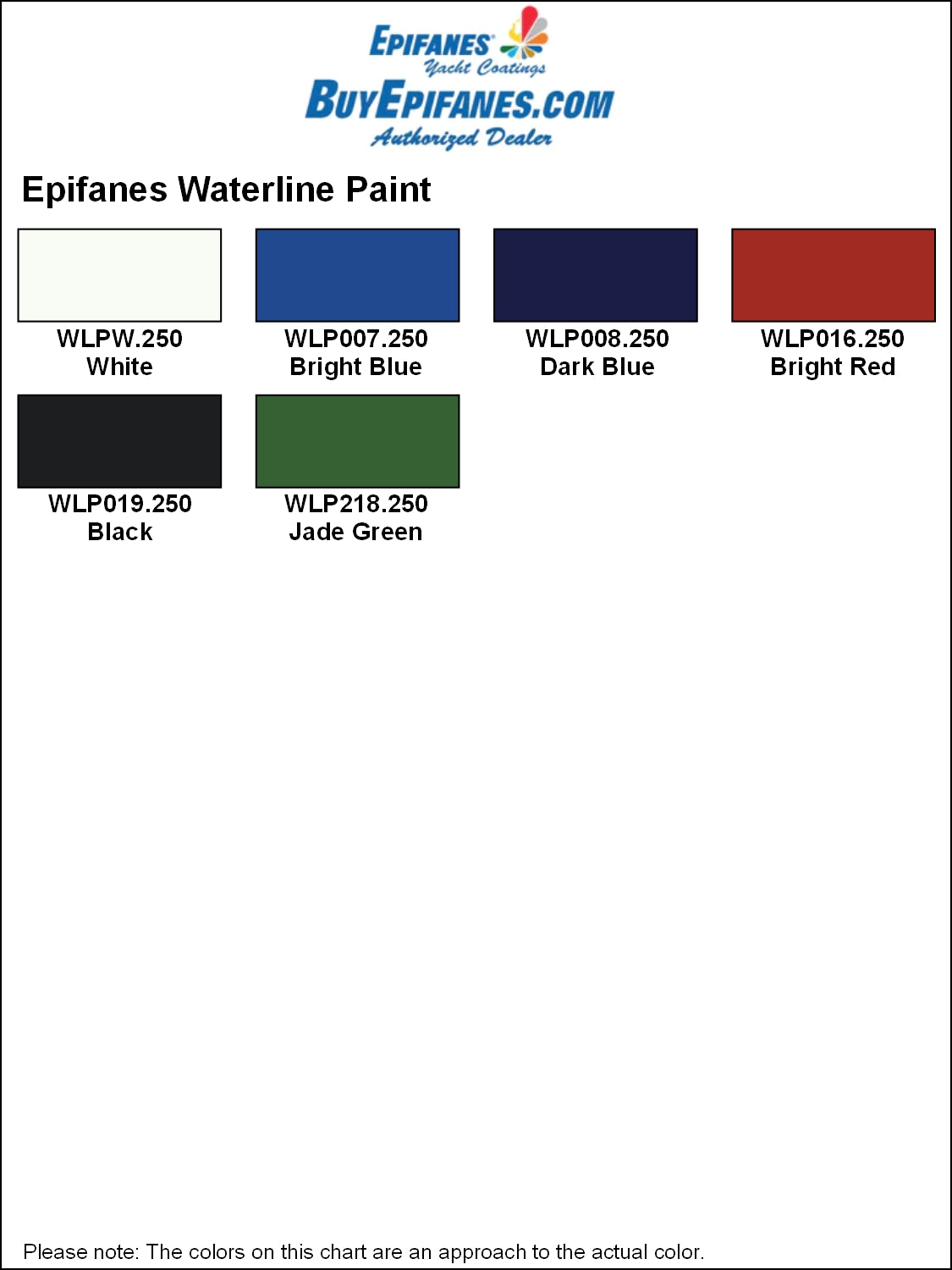 Epifanes Waterline Paint Color Chart